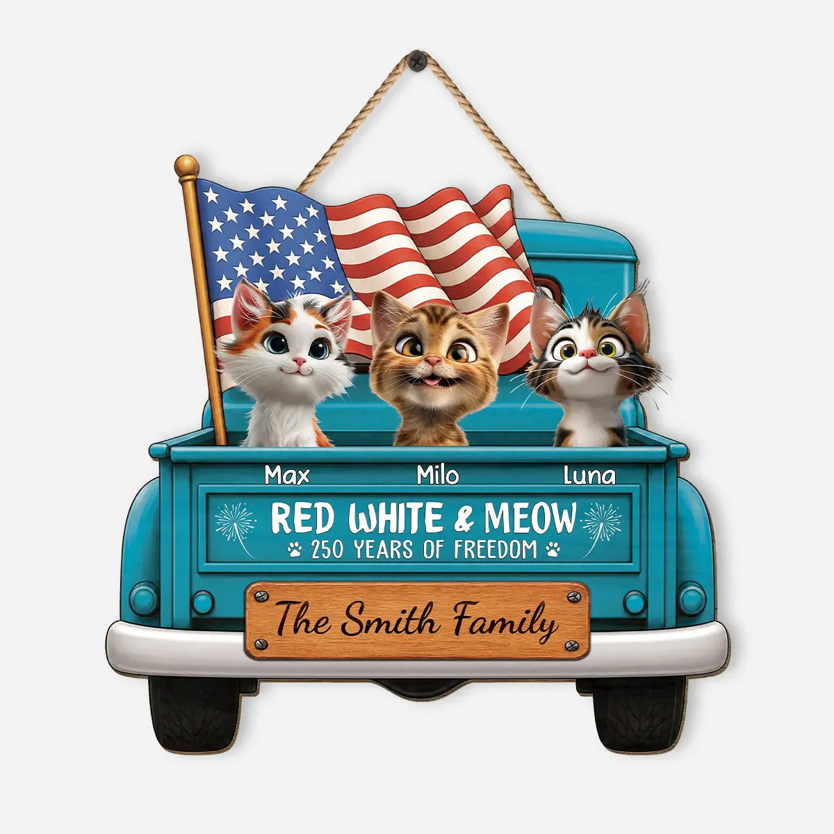 Patriotic Cat Wood Sign for Cat Lovers with personalized design details for meaningful gifting