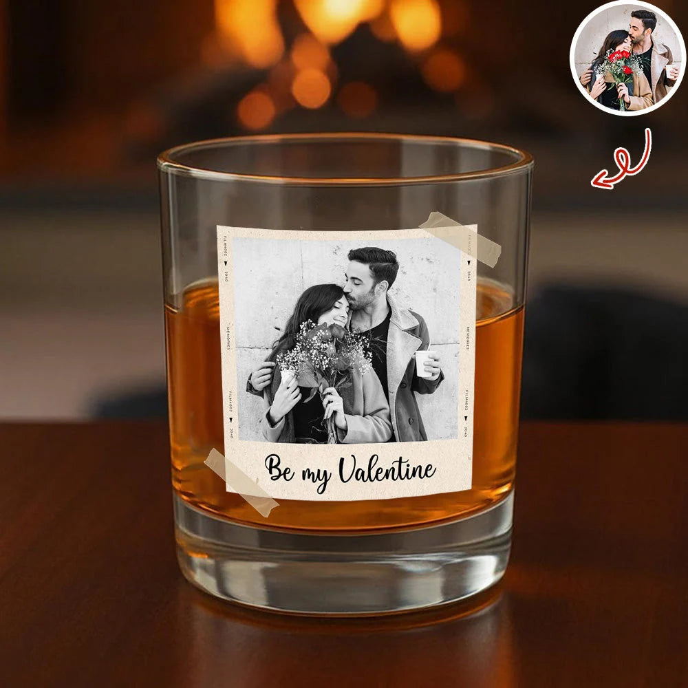 Together Forever Personalized Whiskey Glass for Husband - Custom Photo Rocks Glass Valentine Gift