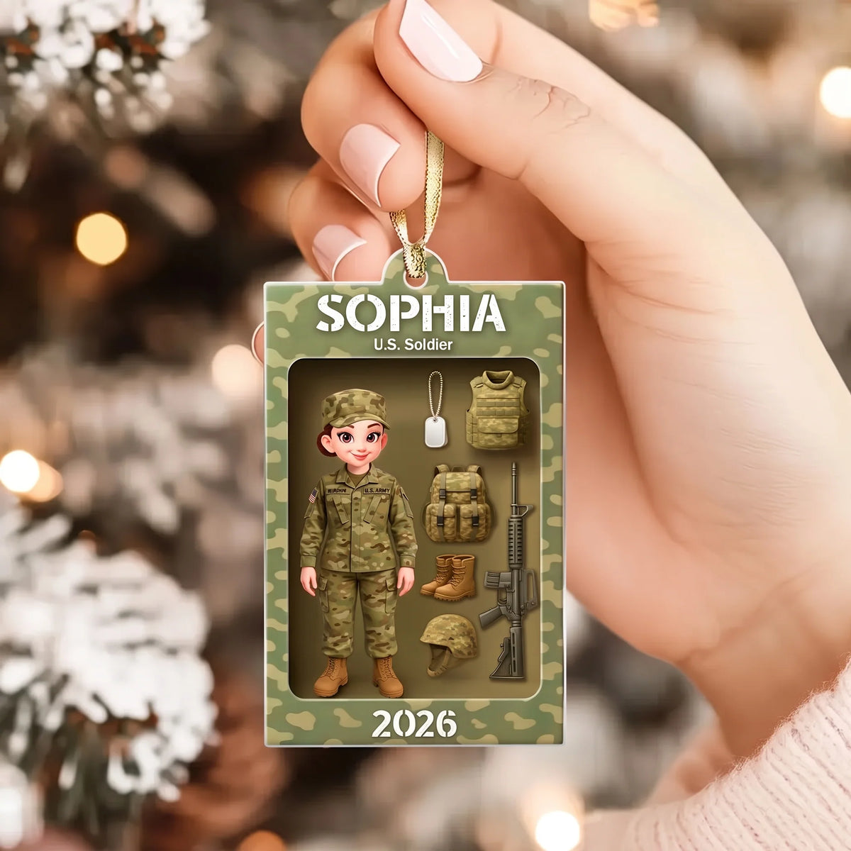 Personalized Military Action Figure Ornament - Custom Soldier Keepsake for Army Christmas Tree Decor