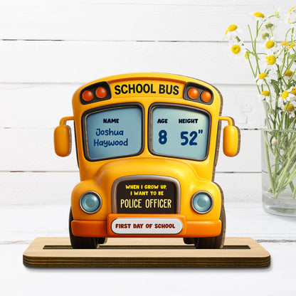 Custom First Day Of School Bus Wood Plaque for Kids/Babies with personalized design details for meaningful gifting image 6