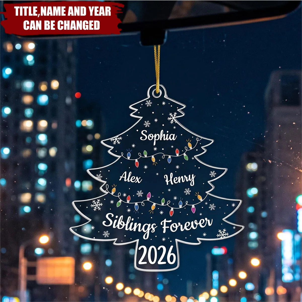 Siblings Forever Personalized Acrylic Ornament – Custom Christmas Tree Holiday Keepsake Gift for Brother & Sister