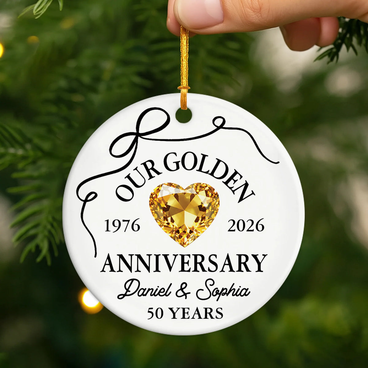 "Our Ruby Anniversary" Personalized Ceramic Ornament - 40th Wedding Keepsake for Couples