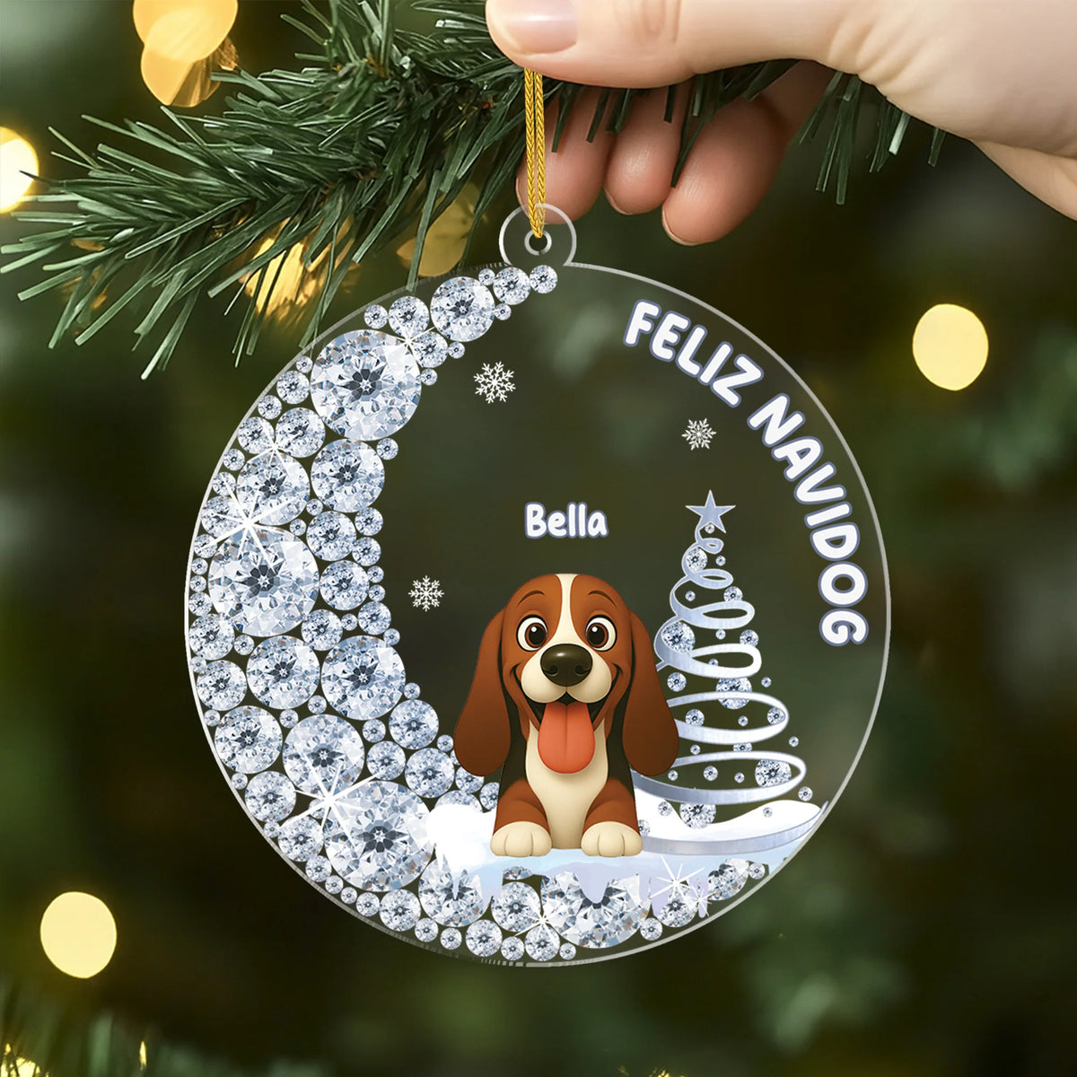 Happy Pawlidays Personalized Dog Acrylic Ornament - Christmas Gift for Dog Lovers