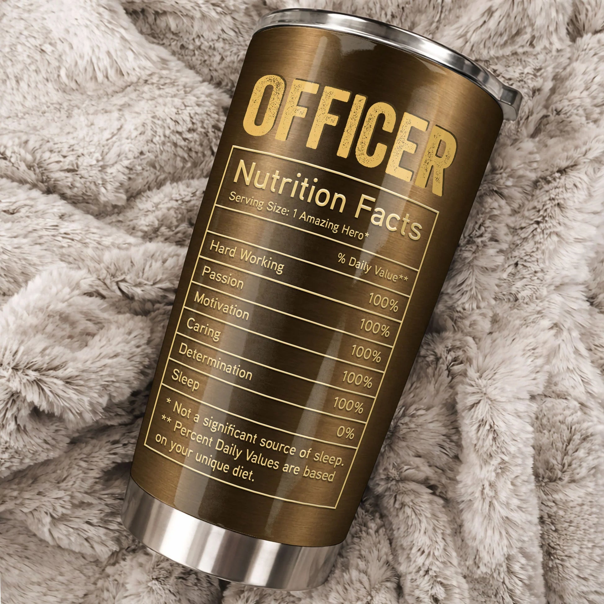 Personalized police officer tumbler with tactical vest and nutrition facts chart - custom gift for law enforcement image 10