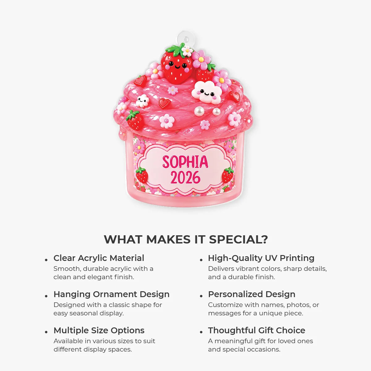 Custom Name Sweet Cupcake Acrylic Ornament - Personalized Christmas Keepsake Gift for Kids
