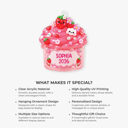 Custom Name Sweet Cupcake Acrylic Ornament - Personalized Christmas Keepsake Gift for Kids