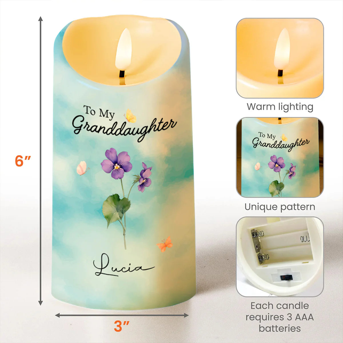Led Candle detail view for Daughter/Granddaughter