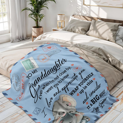 Personalized granddaughter blanket featuring cute hugging elephants airmail print gift from grandma image 9