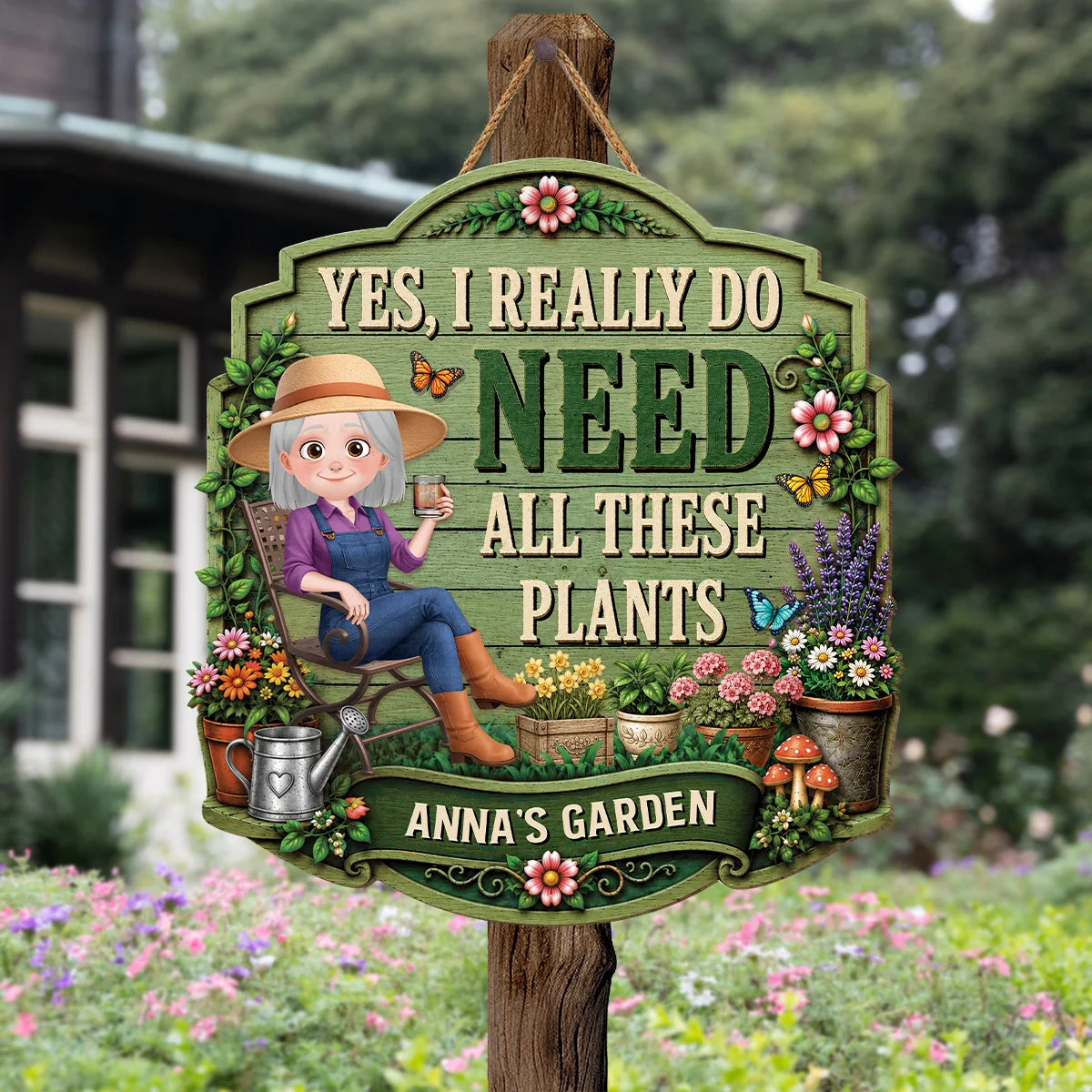 Personalized Garden Wood Sign personalization view for Mom