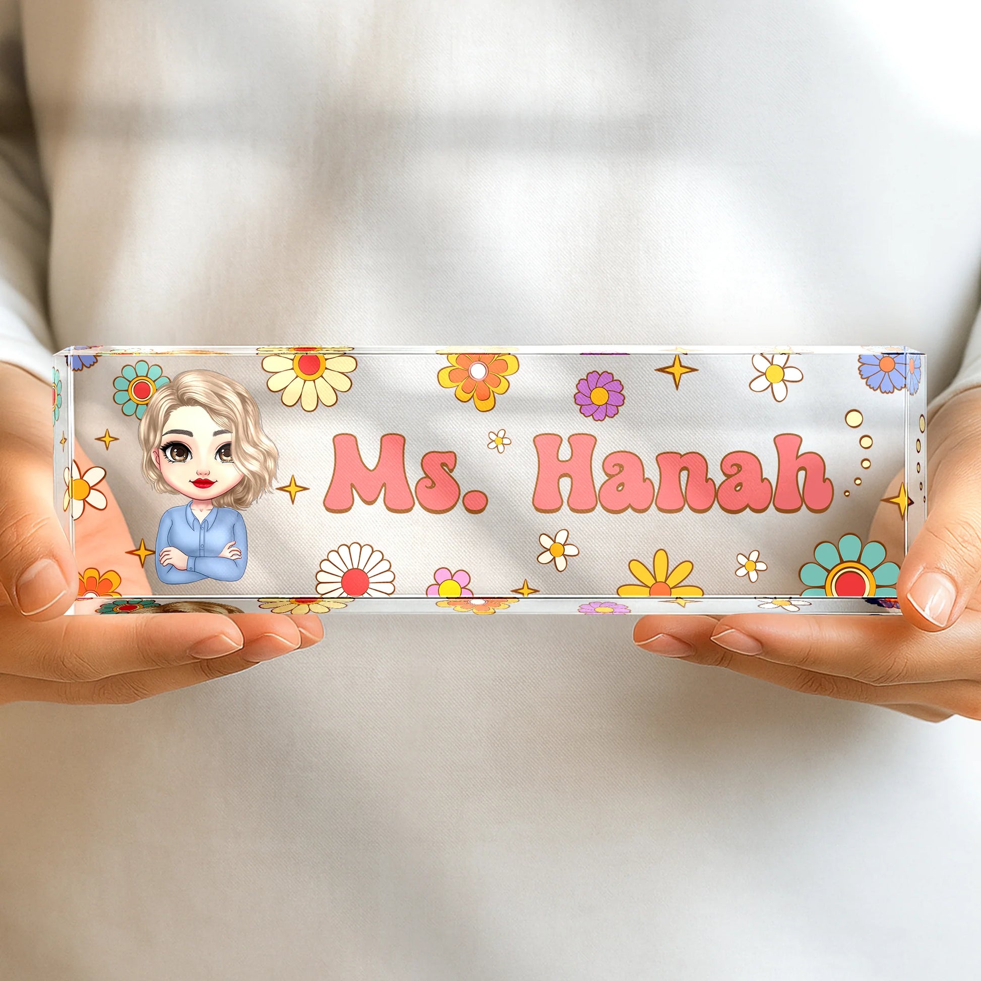 Plaque material and size view - Custom Teacher Desk Name Plate
