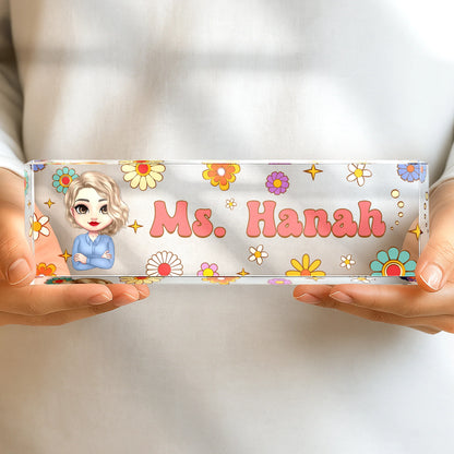 Plaque material and size view - Custom Teacher Desk Name Plate