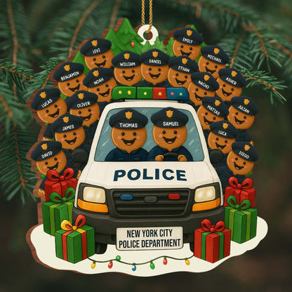Personalized police ornament featuring a custom police car and gingerbread officers - holiday gift for law enforcement image 7