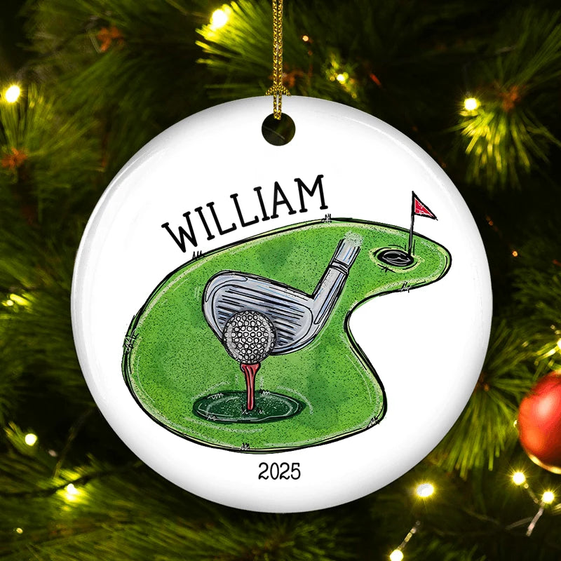 Personalized Golf Ceramic Ornament - Custom "Hole in One" Christmas Keepsake Gift for Golf Lovers