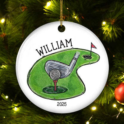Personalized Golf Ceramic Ornament - Custom "Hole in One" Christmas Keepsake Gift for Golf Lovers