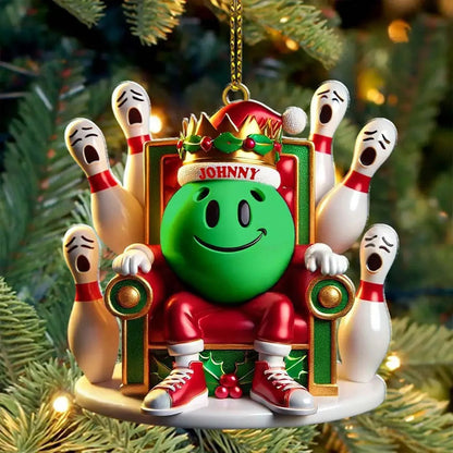 King of the Lanes Personalized Bowling Acrylic Ornament - Bowlers Christmas Gift