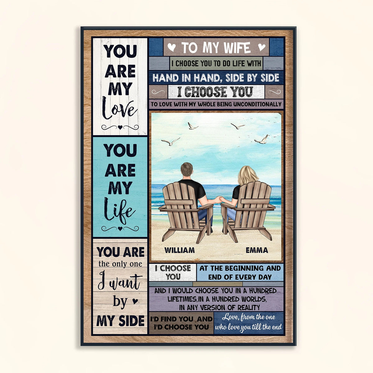 "I Choose You To Do Life With" Personalized Canvas / Poster - Custom Romantic Anniversary Wall Art Gift for Wife