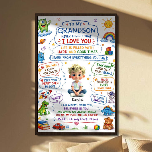 Personalized Grandson Poster Gift for Son/Grandson with personalized design details for meaningful gifting