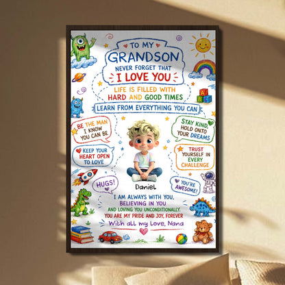Personalized Grandson Poster Gift for Son/Grandson with personalized design details for meaningful gifting