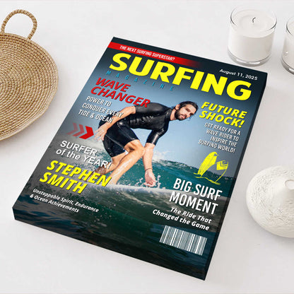 Personalized Surfing Magazine Cover Canvas personalization view for Dad