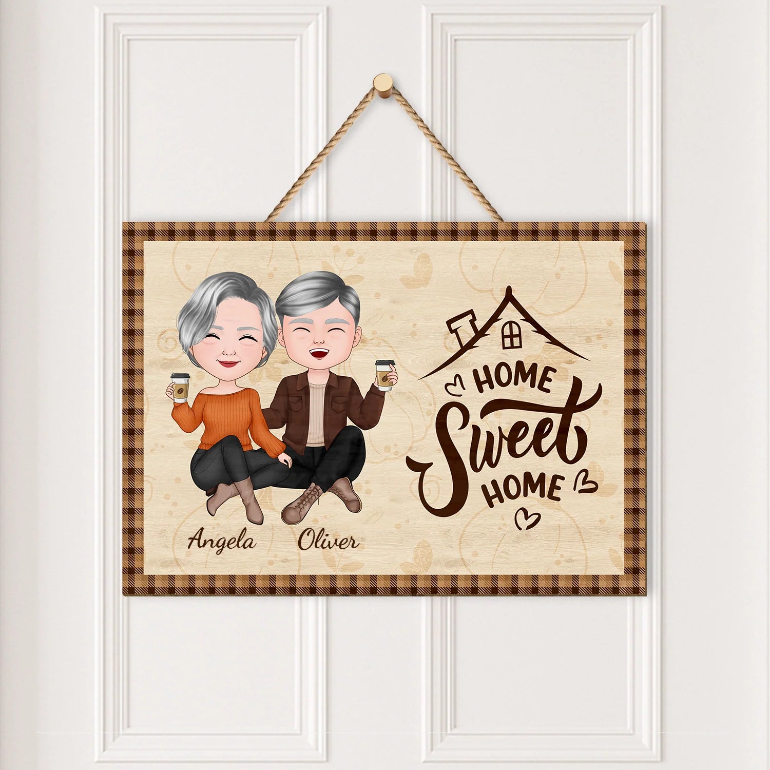 Home Sweet Home Personalized Wood Sign - Custom Housewarming Decor Gift for Couples