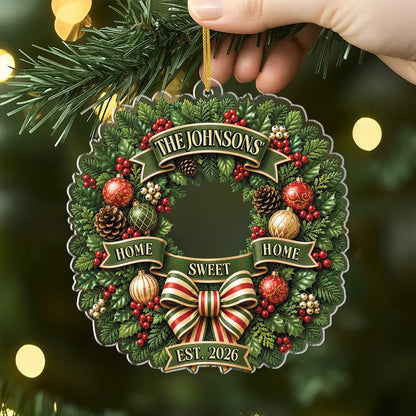 Home Sweet Home Personalized Family Christmas Ornament - Custom Photo Keepsake for Holiday Decor