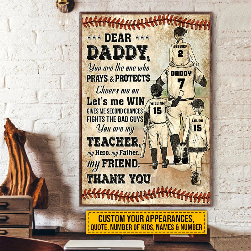 Canvas / Poster material and size view - Custom Baseball Dad Canvas