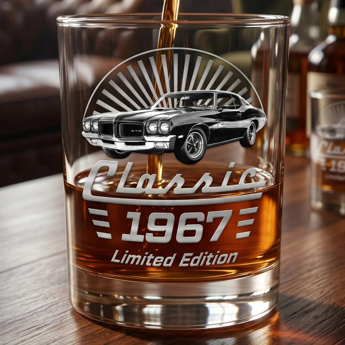Custom Classic Car Whiskey Glass for Dad with personalized design details for meaningful gifting image 6