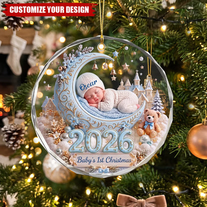 Baby's 1st Christmas Personalized Glass Ornament - Custom Keepsake Gift for Newborn