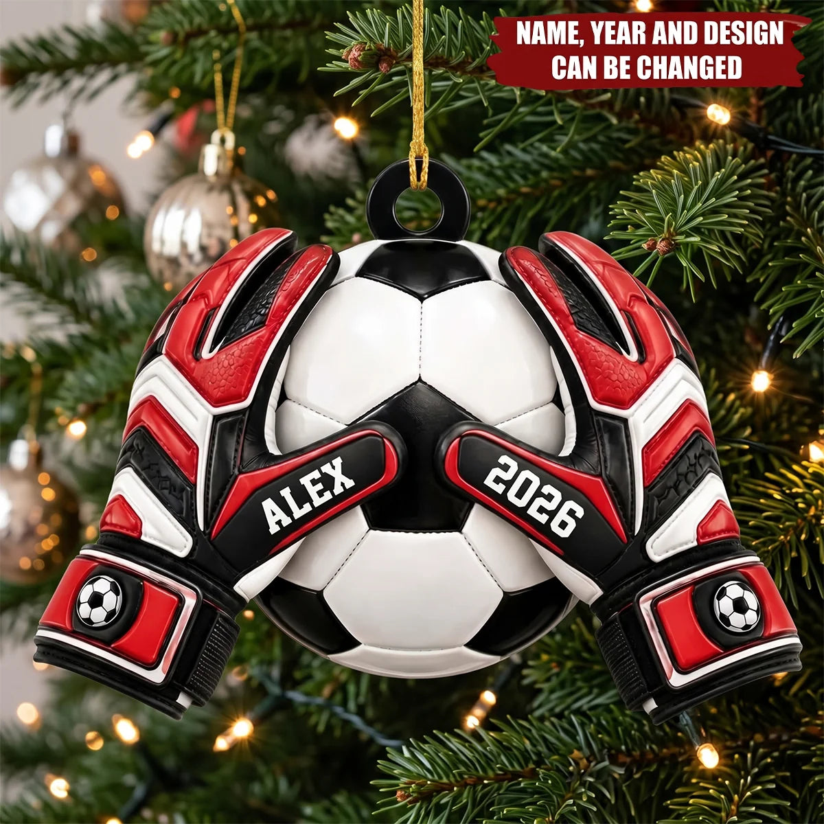 Soccer Goalie Personalized Wooden Ornament - Custom Goalkeeper Name Keepsake for Christmas Tree
