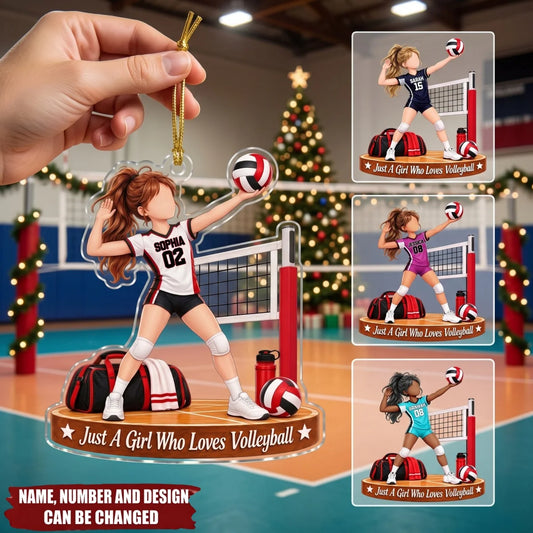 Just A Girl Who Loves Volleyball Personalized Acrylic Ornament - Christmas Keepsake for Daughter