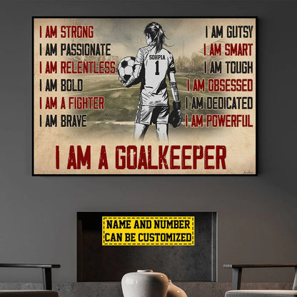 Canvas / Poster material and size view - Custom Goalkeeper Soccer Girl Wall Art
