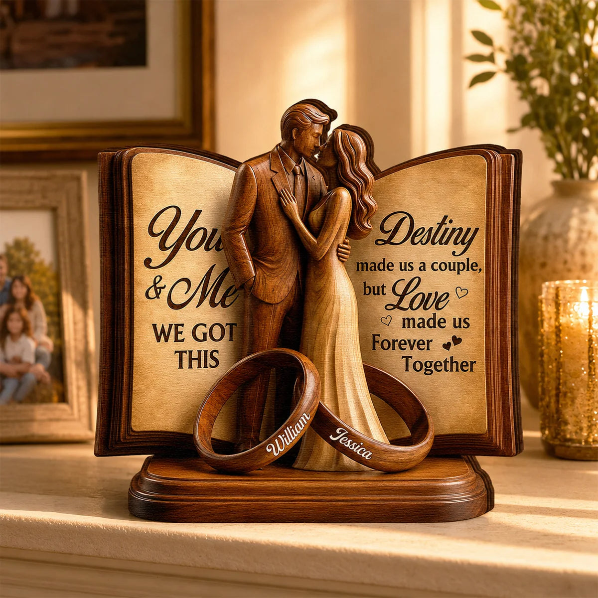 "Destiny Made Us A Couple" Personalized Wooden Block - Custom Special Gift For Couples