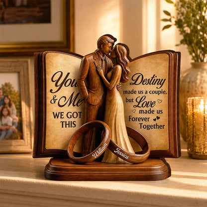 "Destiny Made Us A Couple" Personalized Wooden Block - Custom Special Gift For Couples