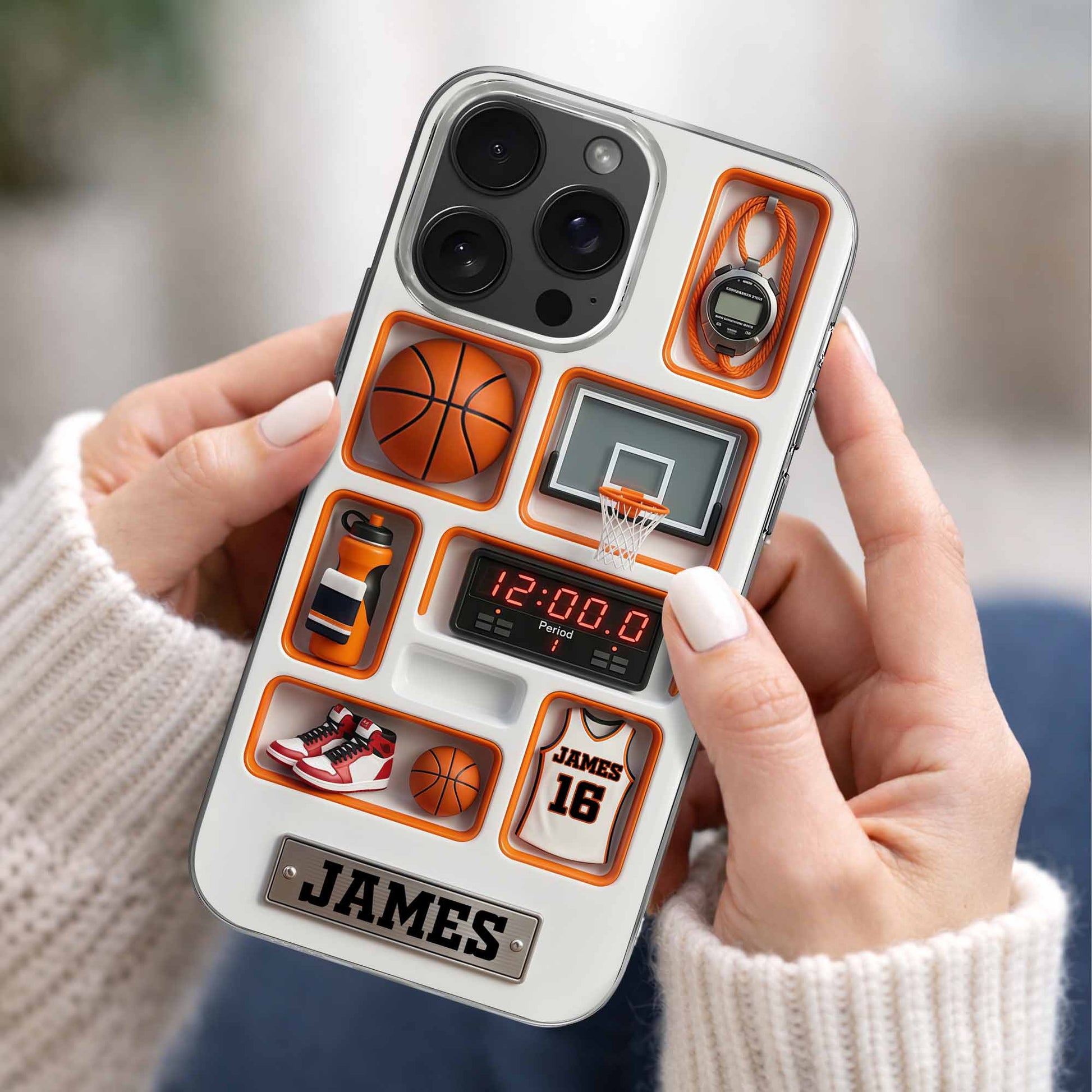 Personalized Basketball Phone Case - Custom Jersey & Hoop Sports Gift for Basketball Lovers