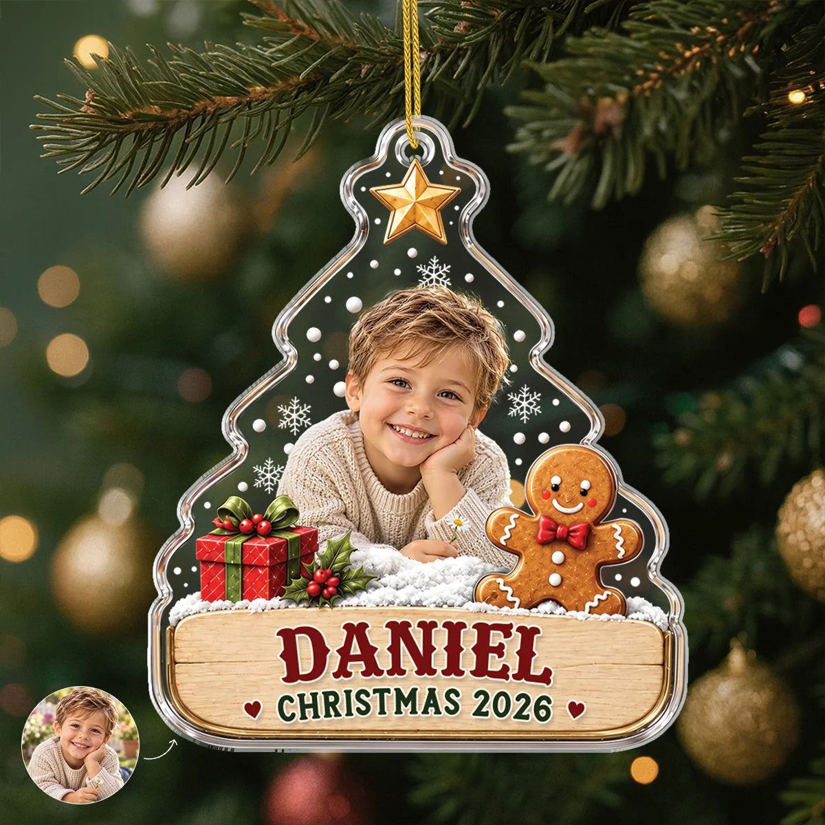 Custom Photo Christmas Acrylic Ornament - Personalized Baby Keepsake Tree Decor for Kids