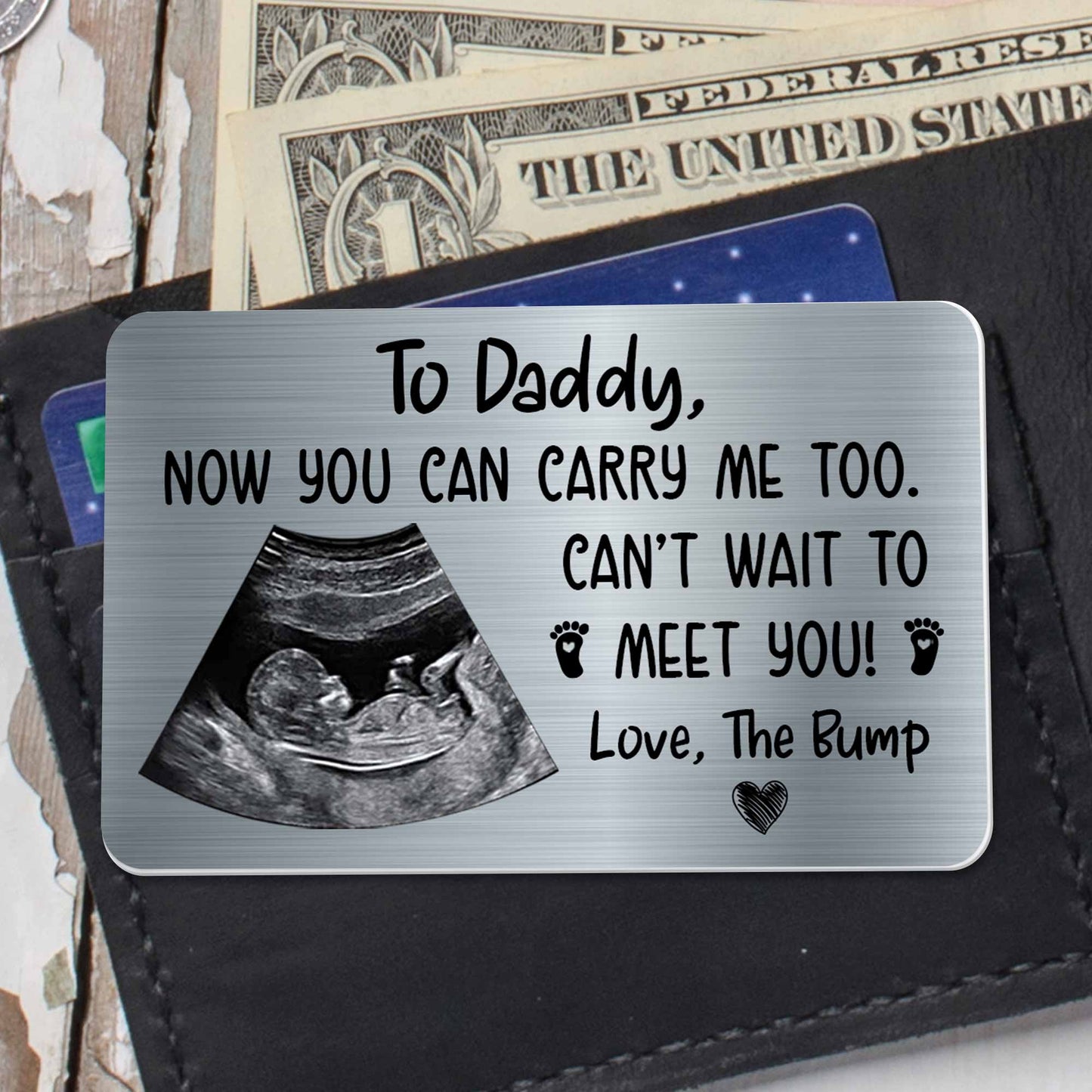 Wallet Card material and size view - Expectant Dad Wallet Card