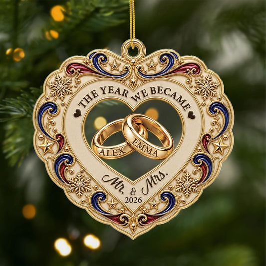 "The Year We Became Mr & Mrs" Personalized Acrylic Ornament - Custom Couples First Christmas Keepsake