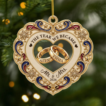 "The Year We Became Mr & Mrs" Personalized Acrylic Ornament - Custom Couples First Christmas Keepsake