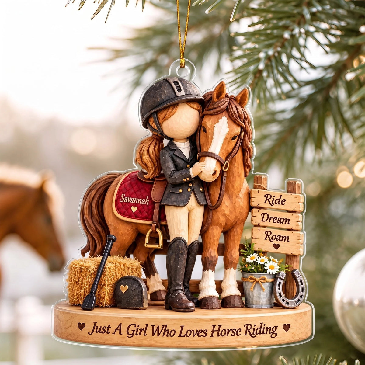 Just A Girl Who Loves Horse Riding Personalized Acrylic Ornament - Christmas Keepsake Gift for Horse Lovers