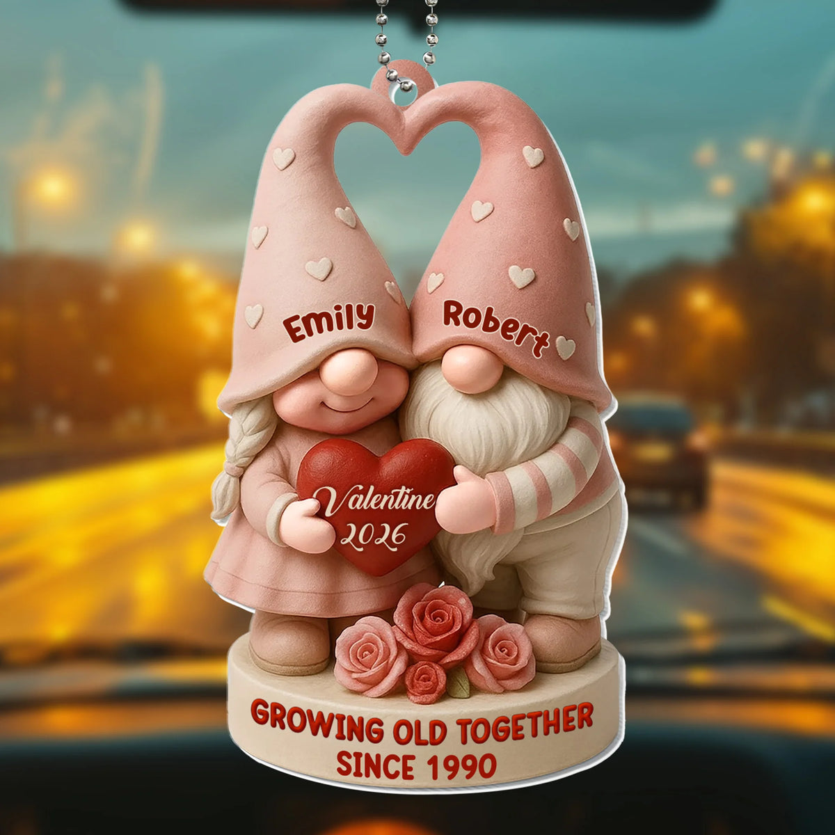 Growing Old Together, Hearts And Roses Ornament