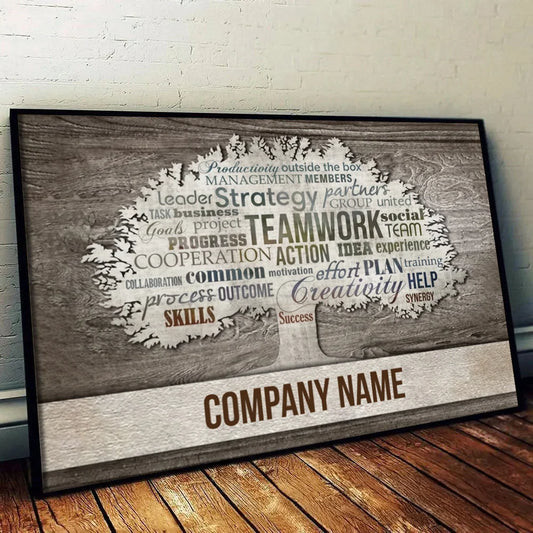 Teamwork Tree Personalized Office Wall Art Canvas / Poster - Promotion Gift for Coworker & Boss