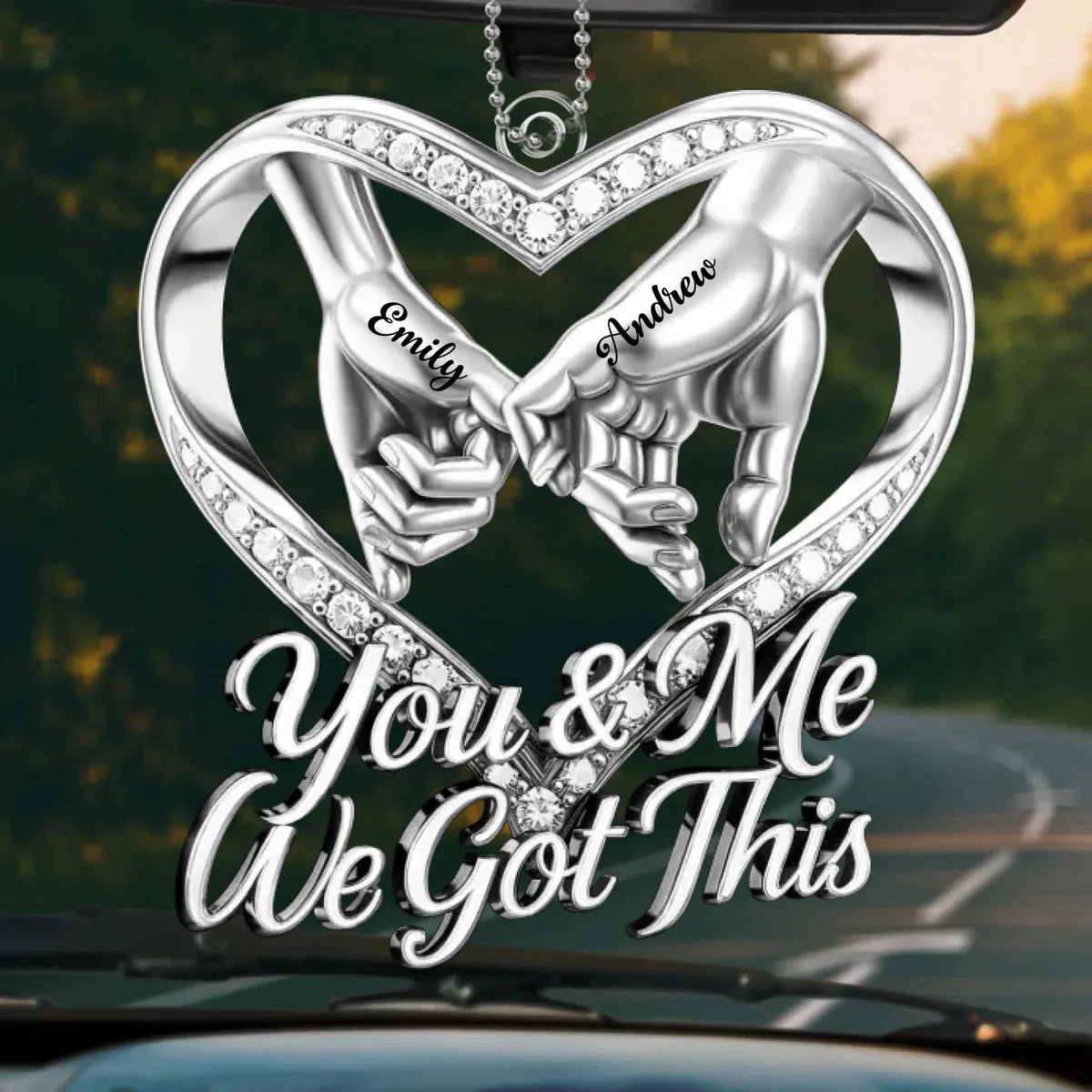 Together Forever Personalized Acrylic Car Ornament - Romantic Anniversary Gift for Couples