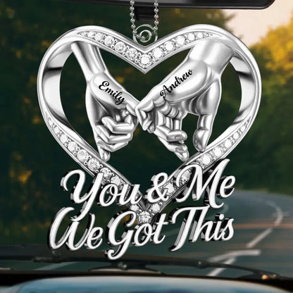 Together Forever Personalized Acrylic Car Ornament - Romantic Anniversary Gift for Couples