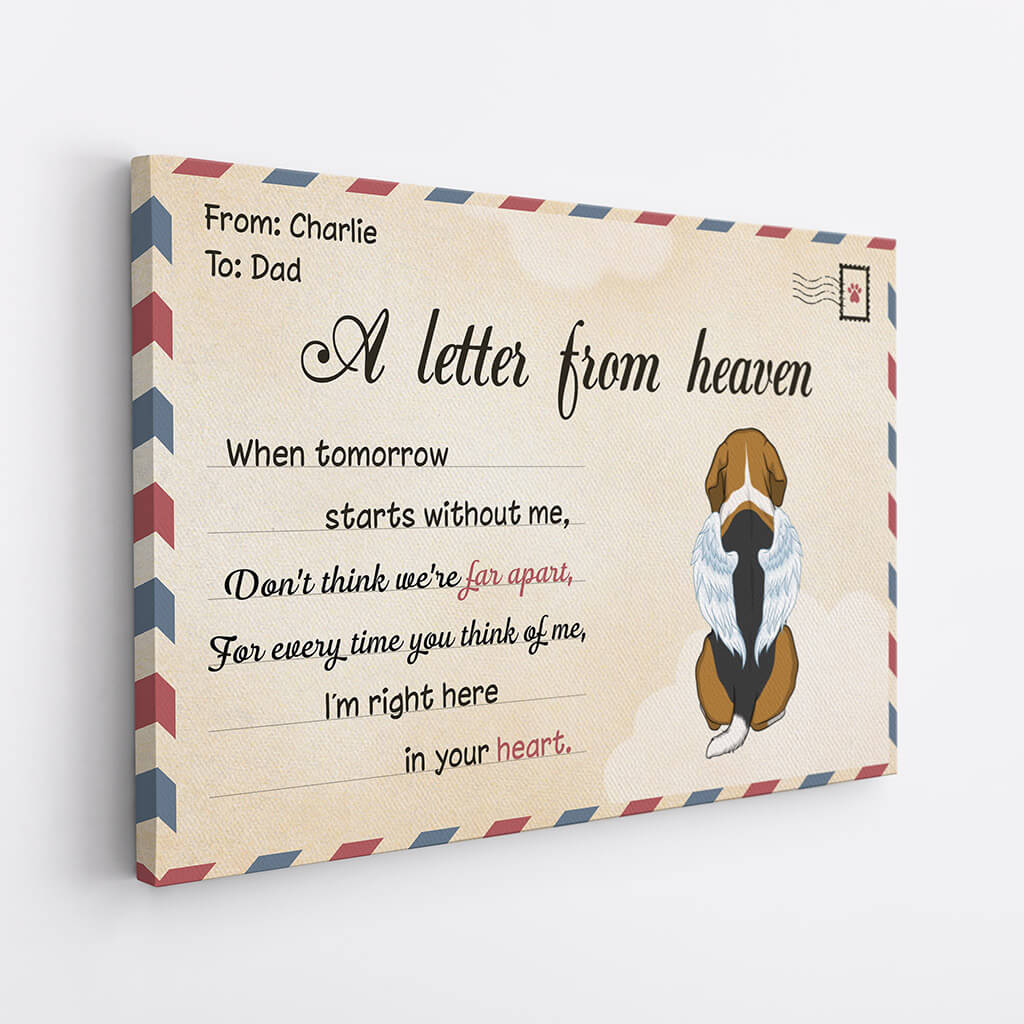 Personalised Memorial Letter From Heaven Canvas - PRINTS10