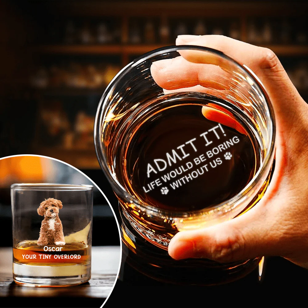 Custom Dog Photo Whiskey Glass personalization view for Dog Lovers