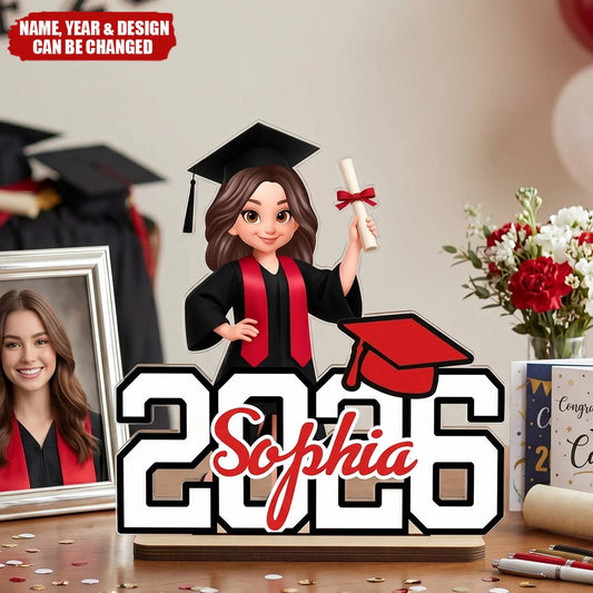 Custom Graduation Wooden Plaque for Daughter/Granddaughter with personalized design details for meaningful gifting
