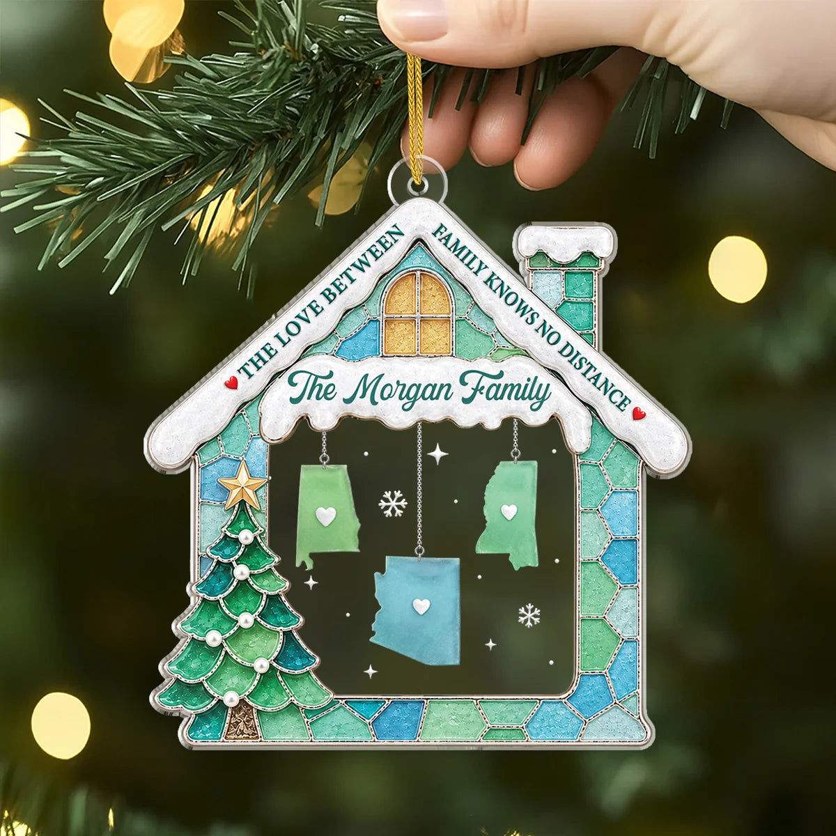 "The Love Between Family Knows No Distance" - Personalized Acrylic Ornament for Familys
