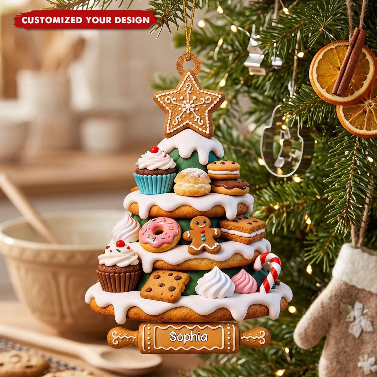Baking Christmas Memories Personalized Wooden Ornament - Custom Keepsake Gift for Bakers