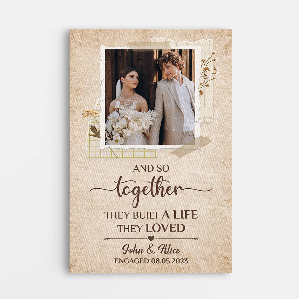 "Together They Built A Life They Loved" Personalized Canvas / Poster - Custom Couple Wedding Gift