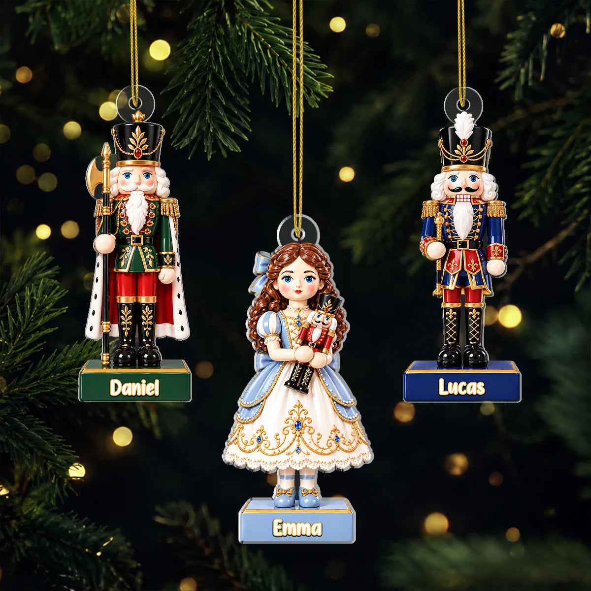 Nutcracker Christmas Acrylic Ornament - Custom Personalized Name Keepsake Gift for Kids & Family